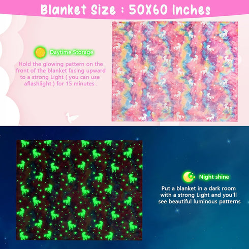 Glow in The Dark Blanket  3 4 5 6 7 8 9 10 11 12 Year Old Gift